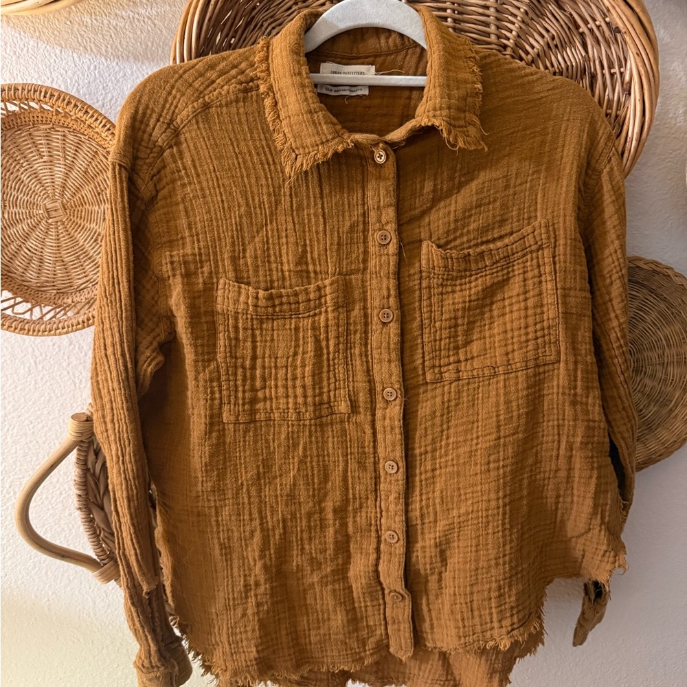 Urban Outfitters Brown Textured Blouse